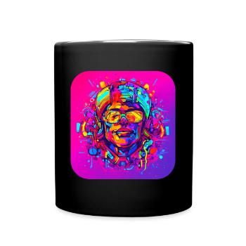 Neon Splash Kreativ Leuchtend UV Style - Tasse einfarbig - Schwarz - Vorne