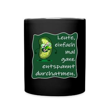 GEWÜRZGURKE GURKE ENTSPANNUNG YOGA ATMUNG - Tasse einfarbig - Schwarz - Vorne