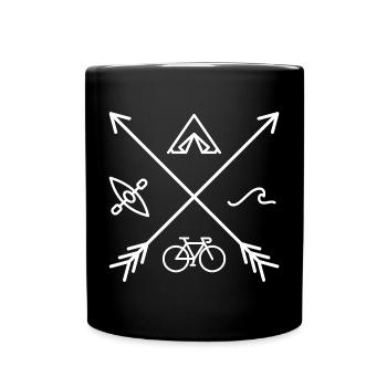 Minimalist Nature Adventure Emblem - Full Colour Mug - black - Front