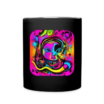 Neon Abstrakt Style Trend Glow Party - Tasse einfarbig - Schwarz - Vorne