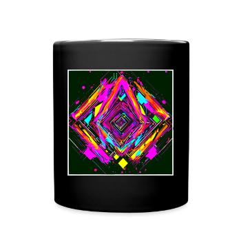 Neon Abstrakt Style Trend Glow Party - Tasse einfarbig - Schwarz - Vorne