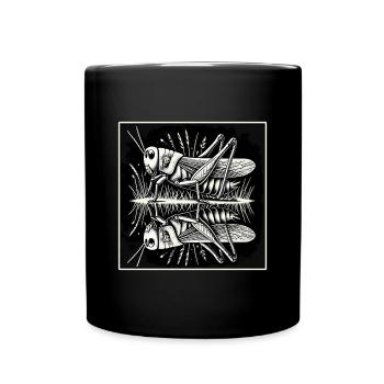 Spiegelbild der Natur – Heuschrecke in Symmetrie - Tasse einfarbig - Schwarz - Vorne