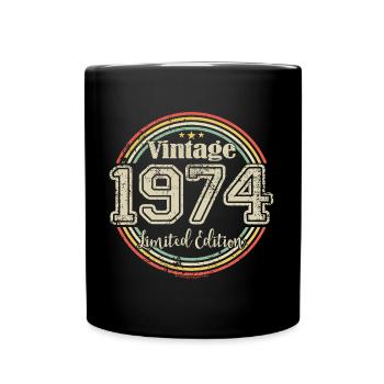 Vintage Retro Limited Edition 1974 Geburtsjahr - Tasse einfarbig - Schwarz - Vorne