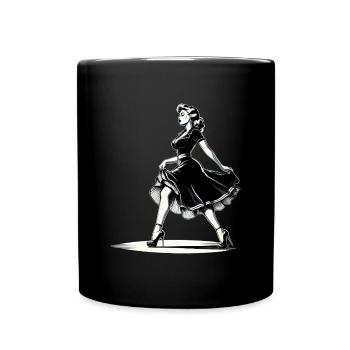 Rockabilly Style Woman Dress Pumps Retro Gift - Full Colour Mug - black - Front