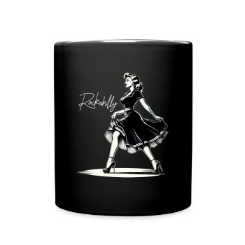 Rockabilly Style Woman Dress Pumps Retro Gift - Full Colour Mug - black - Front
