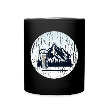 Berglandschaft mit Bierglas - Tasse einfarbig - Schwarz - Vorne