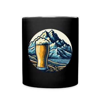 Gebirgs-Bierlandschaft Illustration - Tasse einfarbig - Schwarz - Vorne