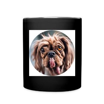 Chien moche à col rond - Mug uni - noir - Devant