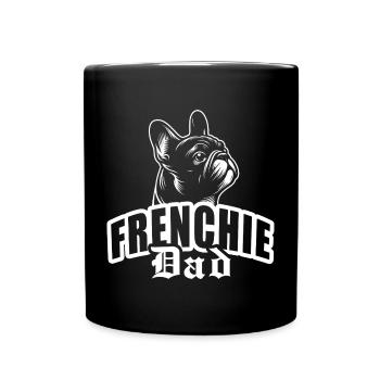 "Frenchie Dad" mit Hundekopf - Tasse einfarbig - Schwarz - Vorne