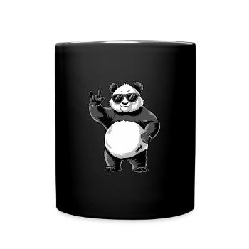 Retro Panda Rock Musik Geschenk Männer Kinder - Tasse einfarbig - Schwarz - Vorne