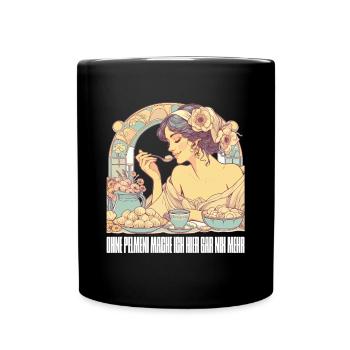 Ohne Pelmeni nix schöne Frau Art Nouveau Geschenk - Tasse einfarbig - Schwarz - Vorne