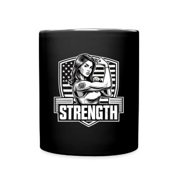 Stärke starke Frau Amerikanerin cool Geschenk - Tasse einfarbig - Schwarz - Vorne
