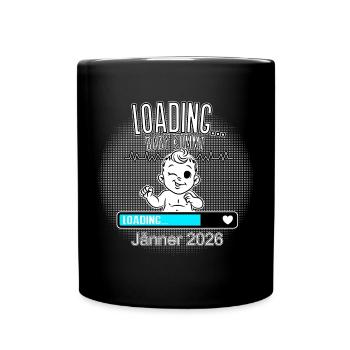 Loading Baby kommt Jänner 2026 Schwangerschaft - Tasse einfarbig - Schwarz - Vorne