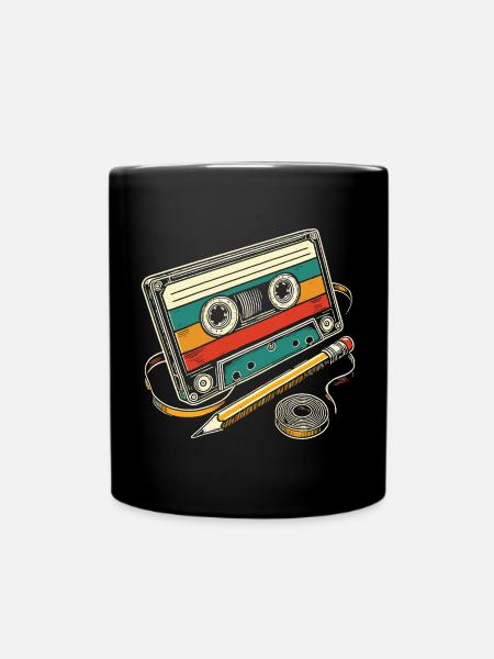 Vintage-Kassette - Tasse einfarbig - Schwarz