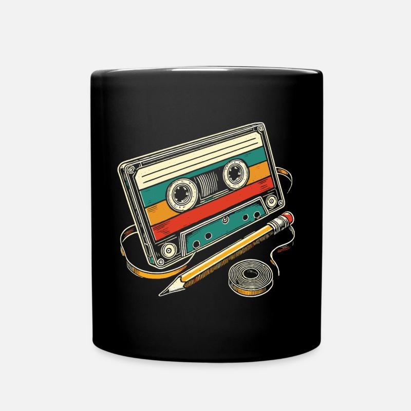 Vintage-Kassette - Tasse einfarbig - Schwarz