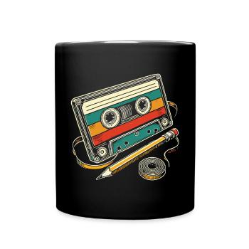 Vintage-Kassette - Tasse einfarbig - Schwarz - Vorne