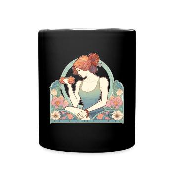 Fitness Strong Woman Gym Art Nouveau Gift - Full Colour Mug - black - Front