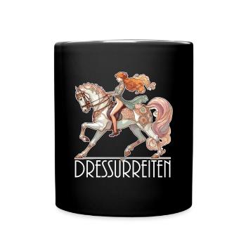 Dressurreiten Reiten Pferd edel dynamisch Geschenk - Tasse einfarbig - Schwarz - Vorne