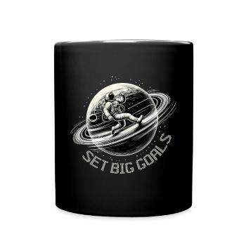 Astronaut Planet große Ziele Orbit Joggen Geschenk - Tasse einfarbig - Schwarz - Vorne