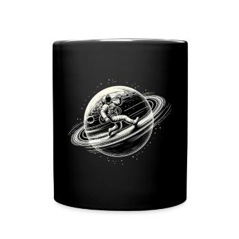 Astronaut Planet große Ziele Orbit Joggen Geschenk - Tasse einfarbig - Schwarz - Vorne