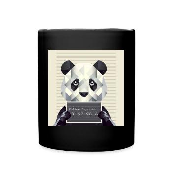 Panda Mugshot – Tierisch erwischt! - Tasse einfarbig - Schwarz - Vorne