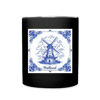 Tuile de moulin à vent bleu de Delft - Mug uni - noir - Devant