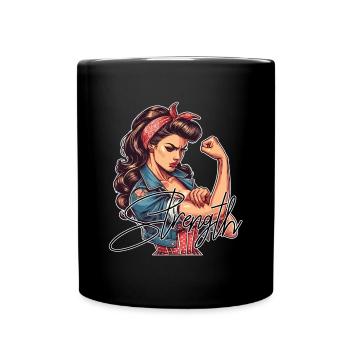 Strength Strong Woman Rockabilly Gift - Full Colour Mug - black - Front