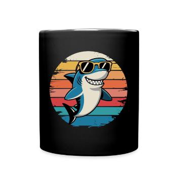 Cool Shark - Ambiance rétro avec mordant et lunettes de soleil - Mug uni - noir - Devant