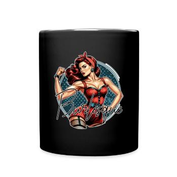 Strong Woman Burlesque Garter Suspender Lingerie Gift - Full Colour Mug - black - Front
