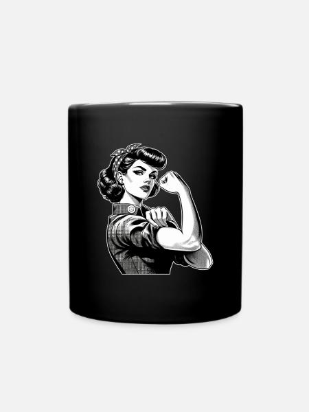 Starke Selbstbewusste Frau Rockabilly Geschenk - Tasse einfarbig - Schwarz