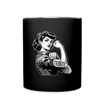 Stärke starke Frau Rockabilly Geschenk - Tasse einfarbig - Schwarz - Vorne