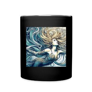 Mermaid Mermaid Blonde Art Nouveau Gift - Full Colour Mug - black - Front