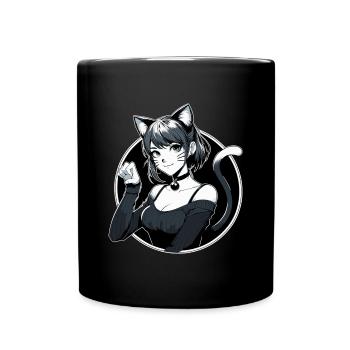 Katzenkostüm schöne Frau Manga Cosplay Geschenk - Tasse einfarbig - Schwarz - Vorne