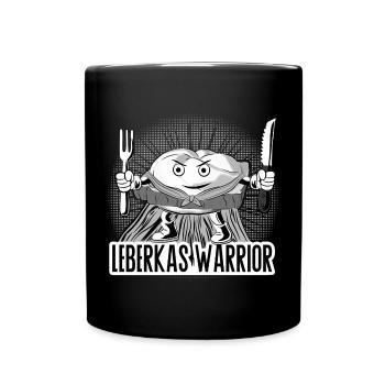 Leberkas Warrior – Deftiger Food Humor - Tasse einfarbig - Schwarz - Vorne