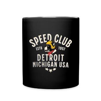 Véhicule de course et chien stylé Detroit - Mug uni - noir - Devant