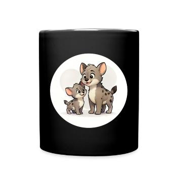 Hyänen Familie - Tasse einfarbig - Schwarz - Vorne