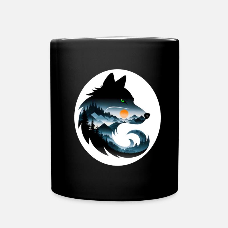 Wolf Landschaft - Tasse einfarbig - Schwarz