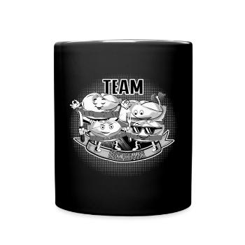 Team Leberkassemmel – Snack Squad! - Tasse einfarbig - Schwarz - Vorne