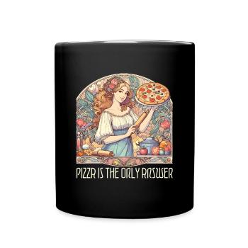 La pizza est la seule réponse Cadeau drôle - Mug uni - noir - Devant