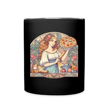 Pizzaïolo Art Nouveau Délicieux Cadeau Pizza - Mug uni - noir - Devant