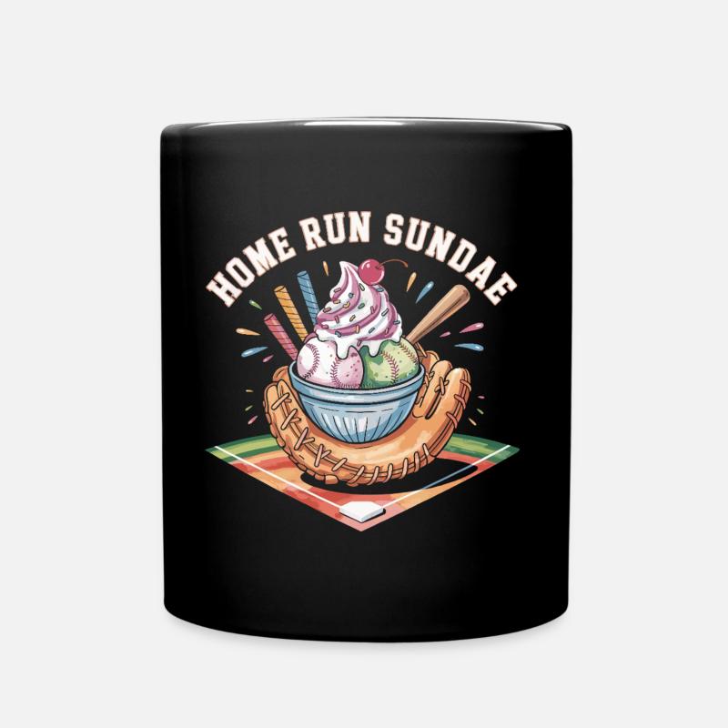 Home Run Sundae Baseball Treat - Full Colour Mug - black