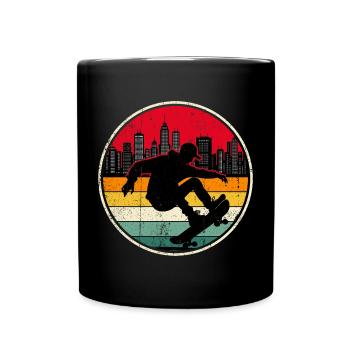 Urban Sunset Skate Silhouette - Tasse einfarbig - Schwarz - Vorne