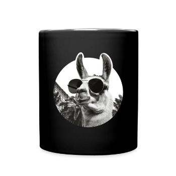 Lama en vacances palmiers humour comique  - Full Colour Mug - black - Front
