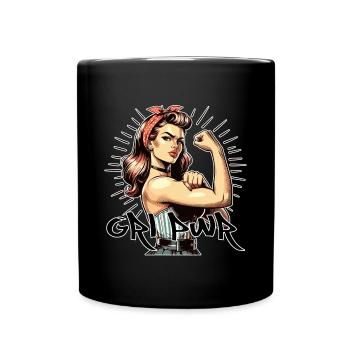 GRL PWR Women's Power Rockabilly Style Gift - Full Colour Mug - black - Front