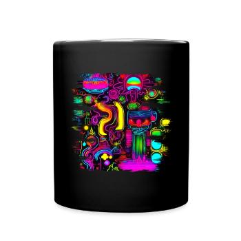 Néon fluorescent UV Electro Music Party - Mug uni - noir - Devant