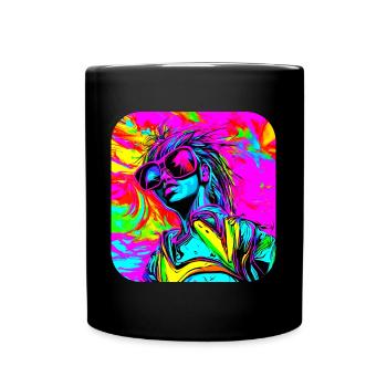Neon Funky Pop Star Glow Party - Full Colour Mug - black - Front