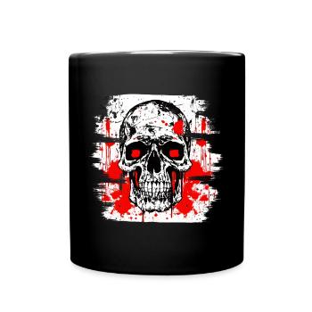 Totenschädel Tattoo Heavy Metal Rocker - Tasse einfarbig - Schwarz - Vorne