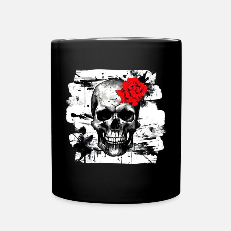 Totenschädel Tattoo Heavy Metal Rocker - Tasse einfarbig - Schwarz