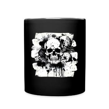 Totenkopf Trash Polka Heavy Metal - Tasse einfarbig - Schwarz - Vorne