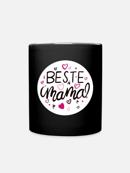 Liebevolles Mama-Design mit Herzmotiven - Tasse einfarbig - Schwarz